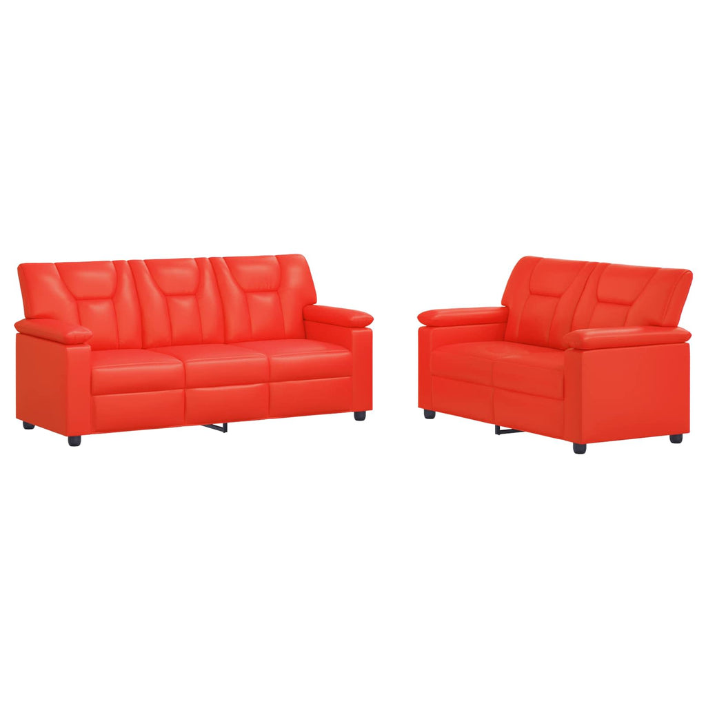 vidaXL Zestaw Sof 2 pcs czerwony Ekoskóra