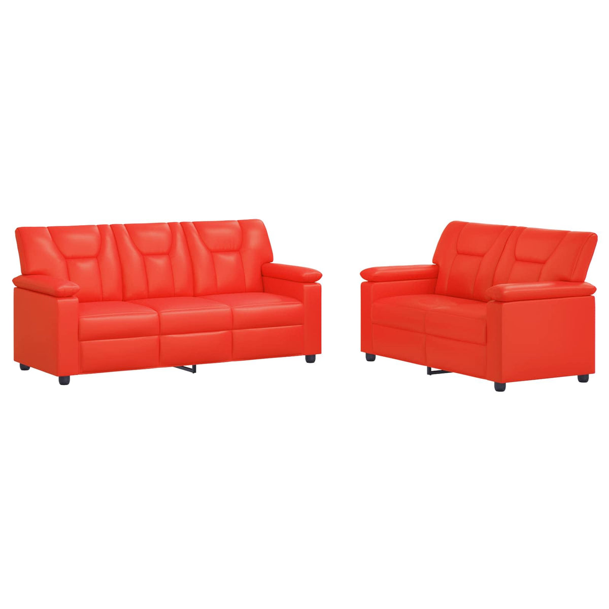 vidaXL Zestaw Sof 2 pcs czerwony Ekoskóra