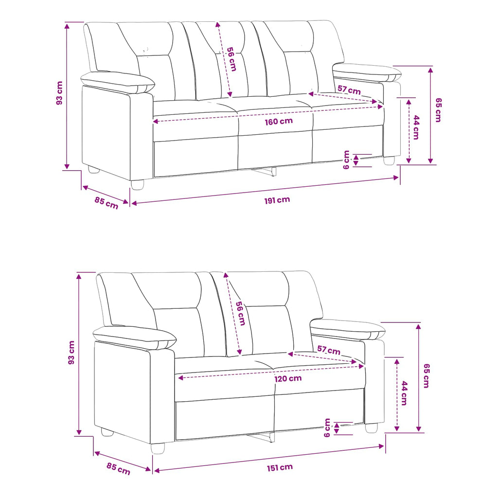 vidaXL Zestaw Sof 2 pcs czerwony Ekoskóra