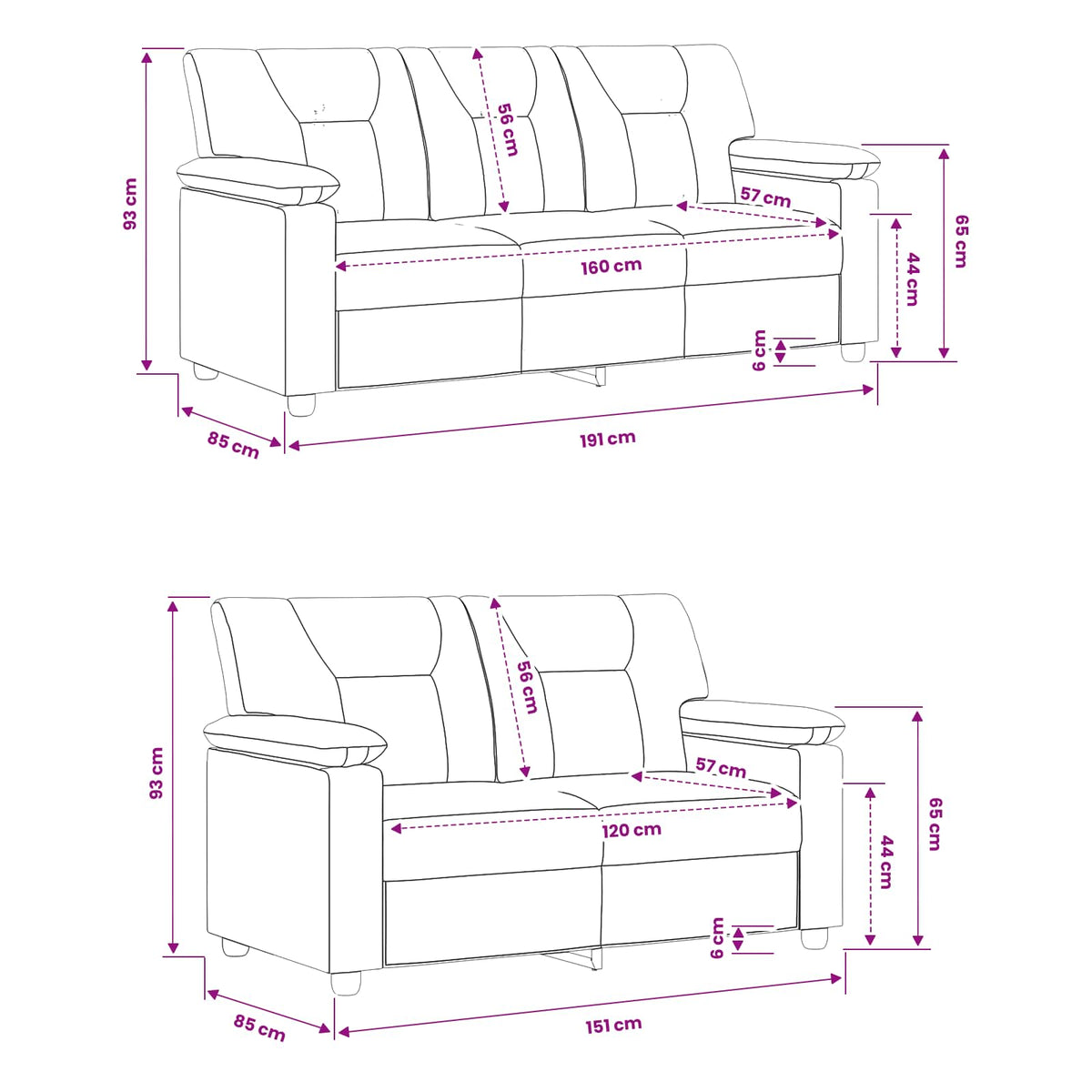 vidaXL Zestaw Sof 2 pcs Cappuccino Ekoskóra
