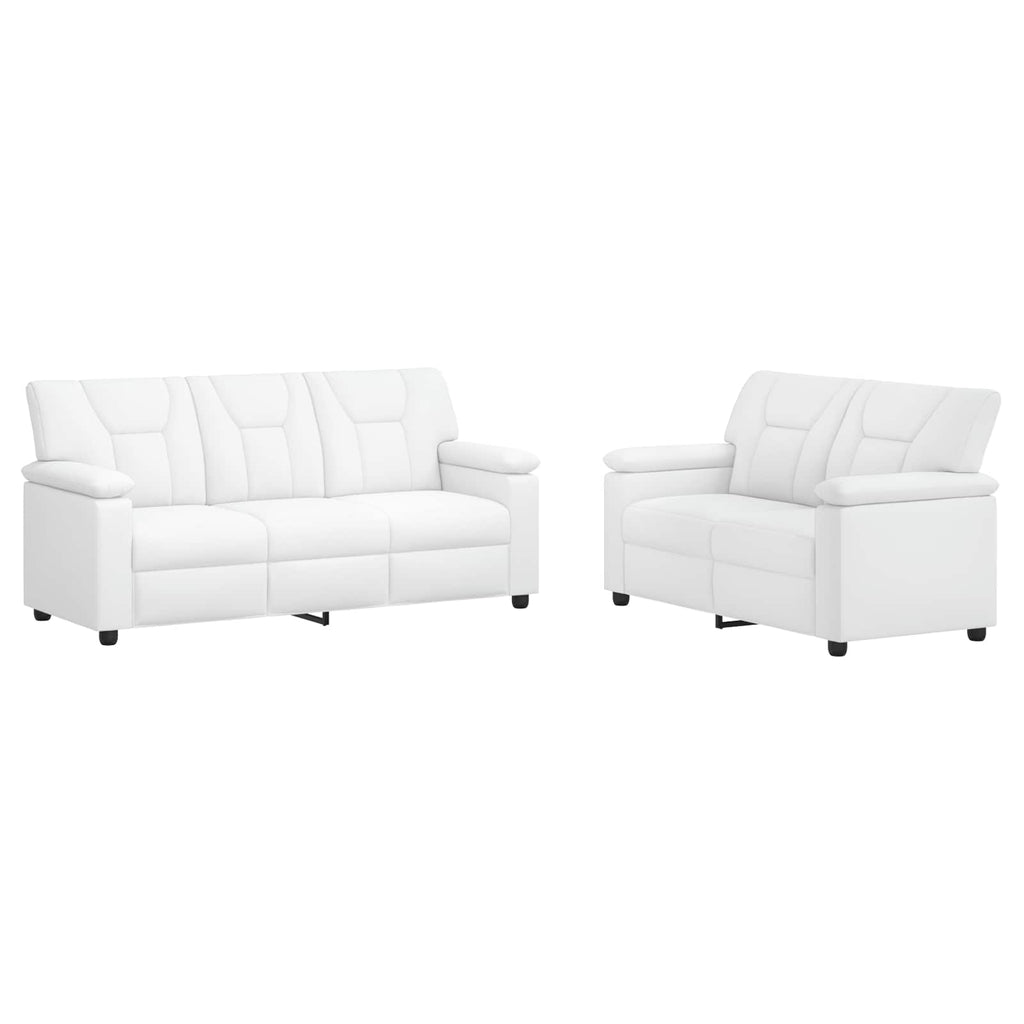 vidaXL Zestaw Sof 2 pcs Biały Ekoskóra