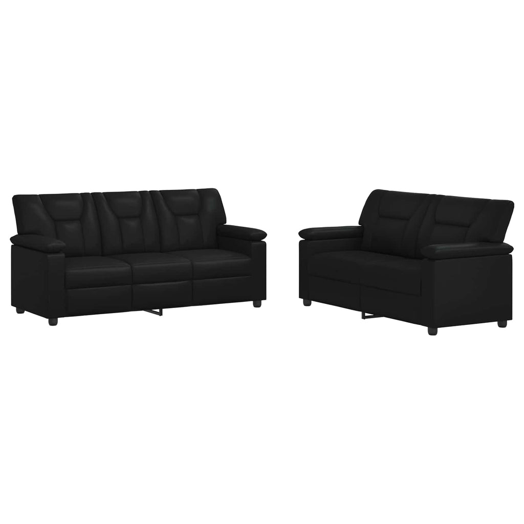 vidaXL Zestaw Sof 2 pcs Czarny Ekoskóra