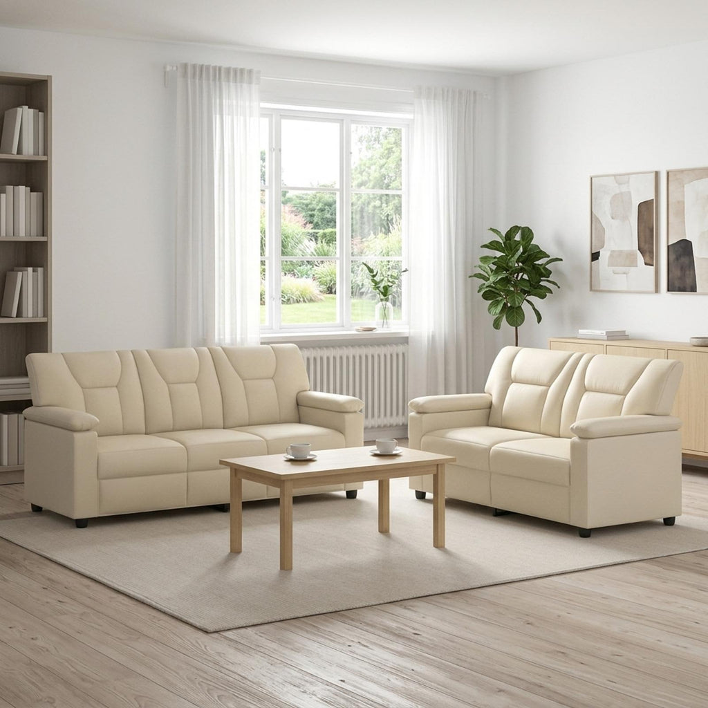 vidaXL Zestaw Sof 2 pcs kremowy Ekoskóra
