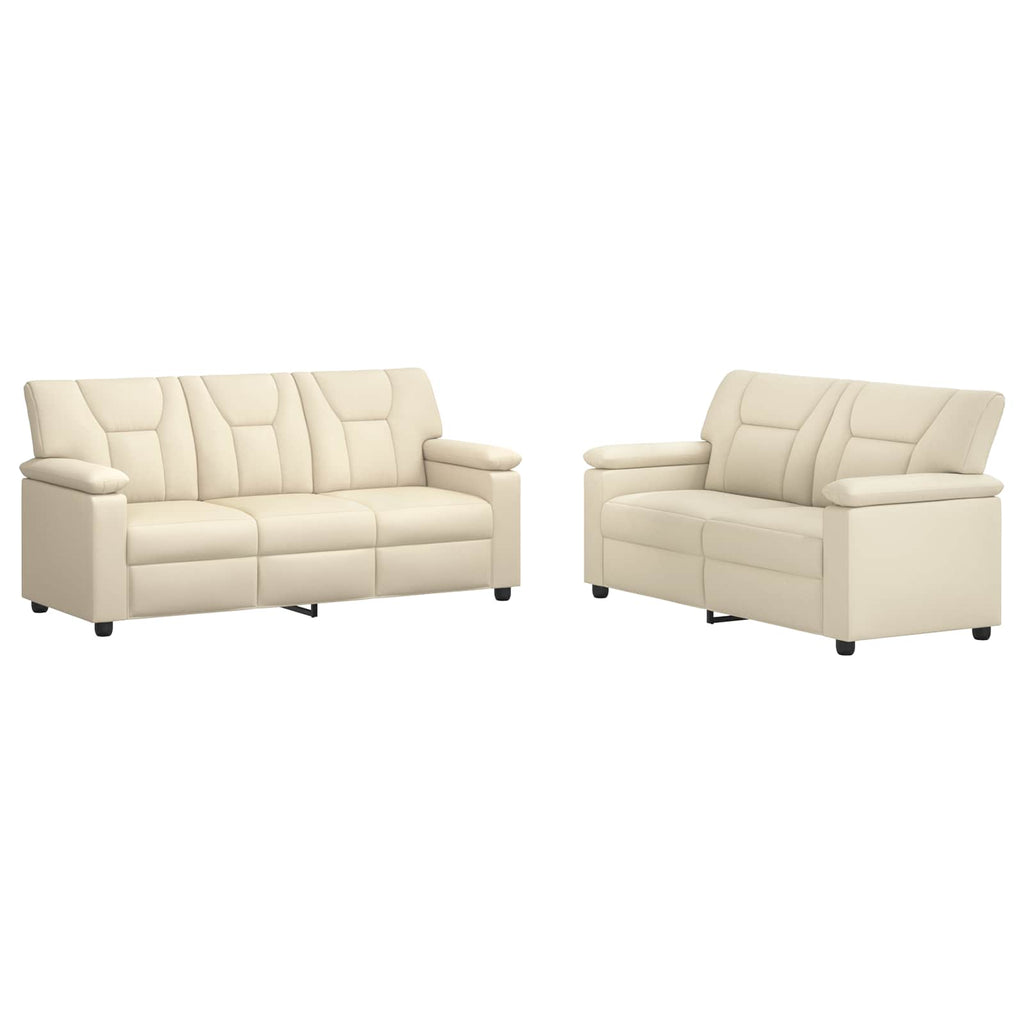 vidaXL Zestaw Sof 2 pcs kremowy Ekoskóra
