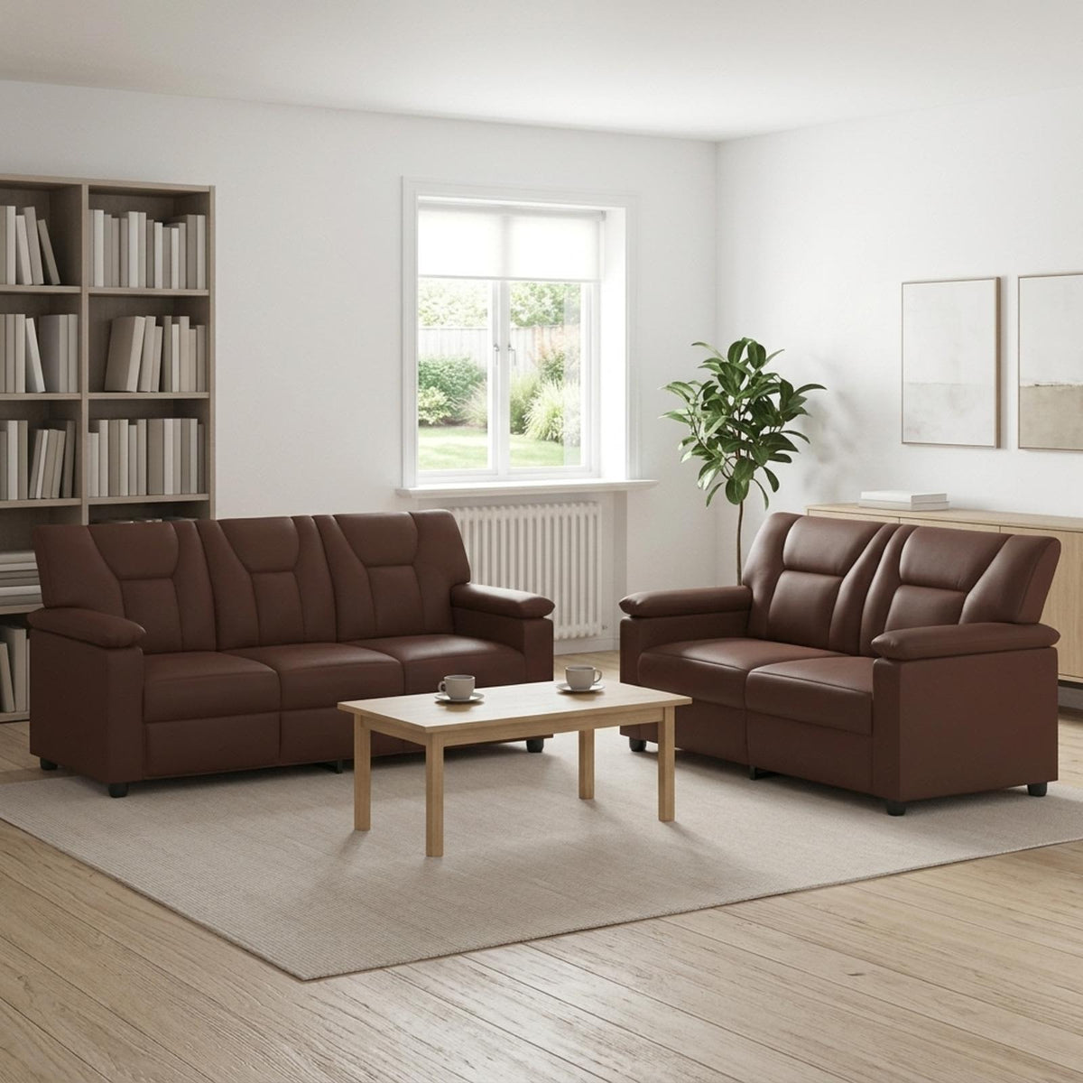vidaXL Zestaw Sof 2 pcs brązowy Ekoskóra