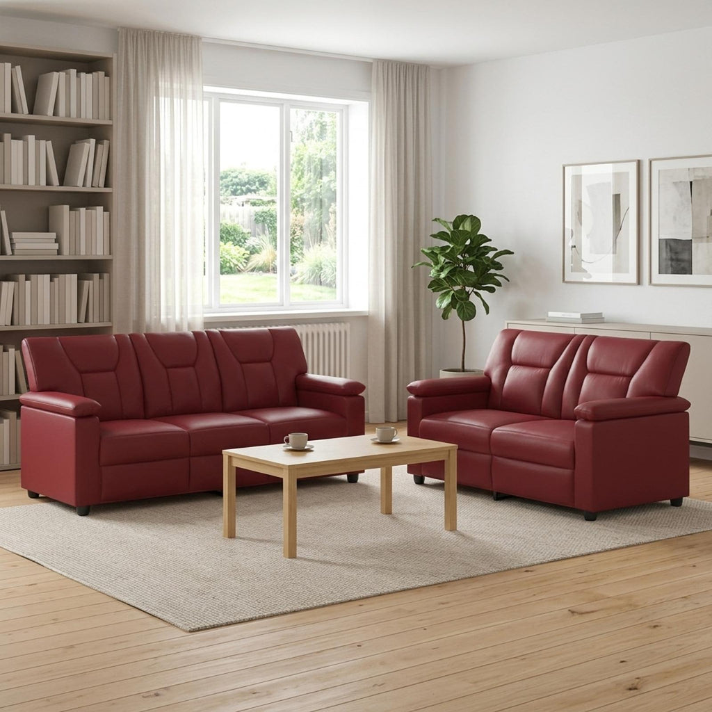 vidaXL Zestaw Sof 2 pcs Czerwone wino Ekoskóra