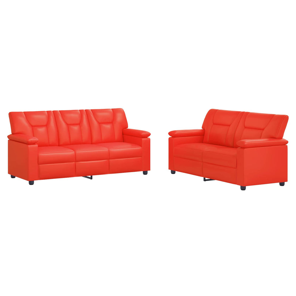 vidaXL Zestaw Sof 2 pcs czerwony Ekoskóra