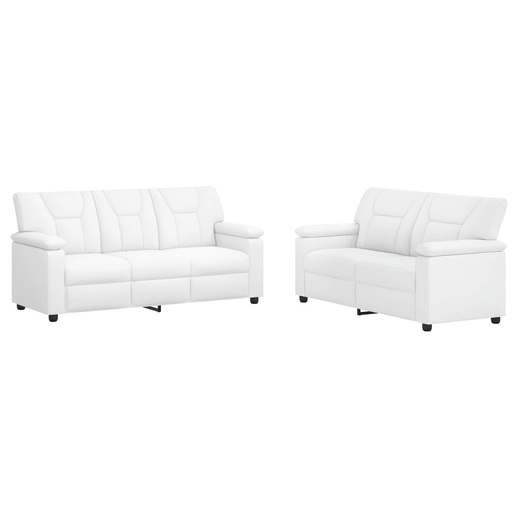 vidaXL Zestaw Sof 2 pcs Biały Ekoskóra