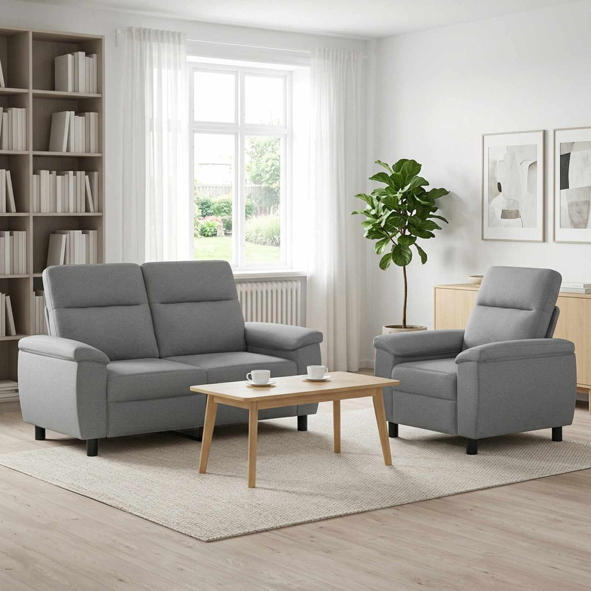 vidaXL Zestaw Sof 2 pcs jasnoszary tkanina