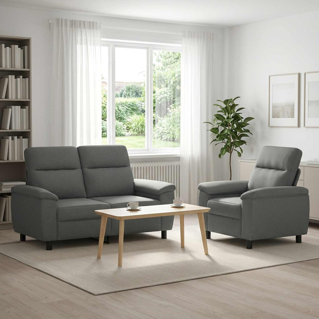 vidaXL Zestaw Sof 2 pcs ciemnoszary tkanina