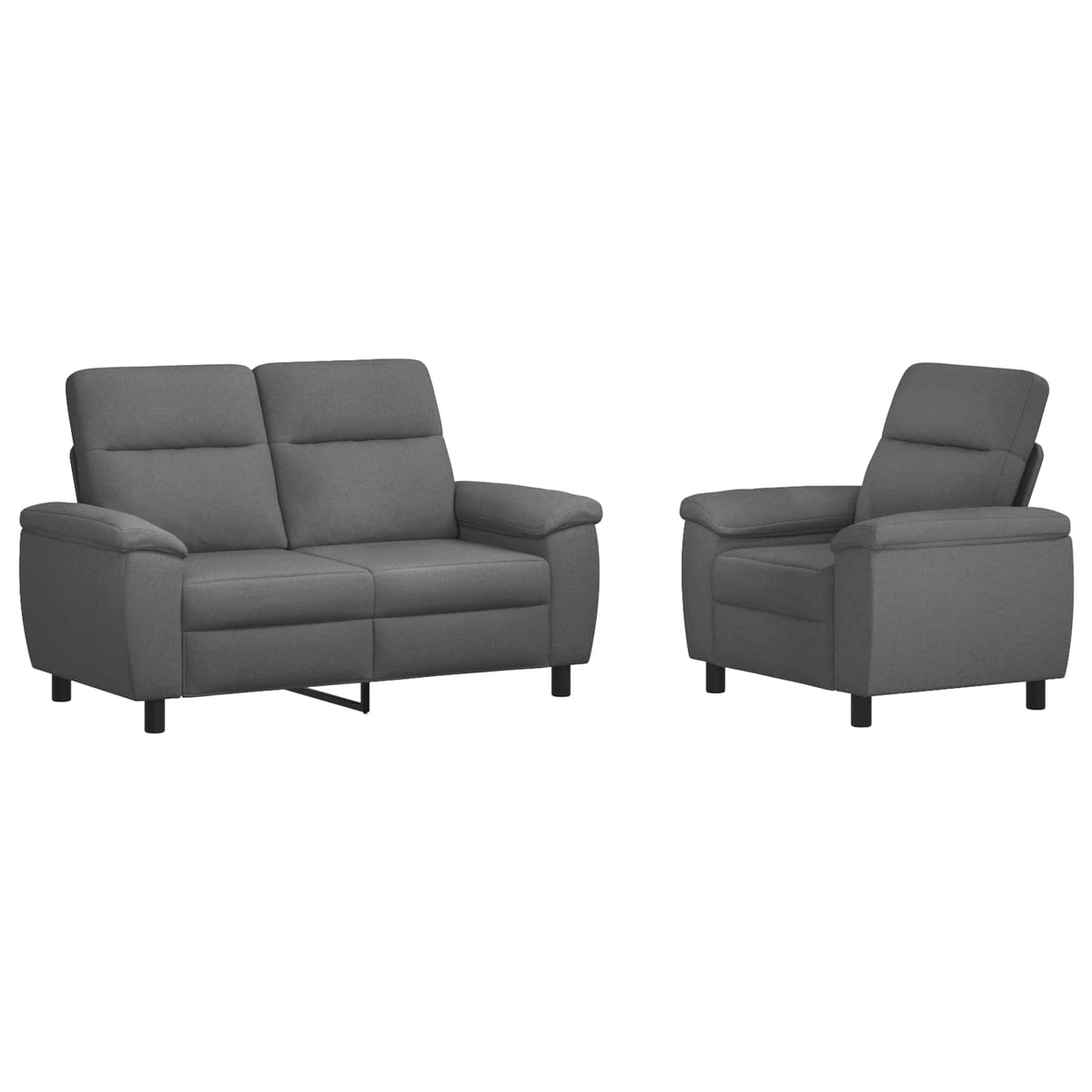 vidaXL Zestaw Sof 2 pcs ciemnoszary tkanina