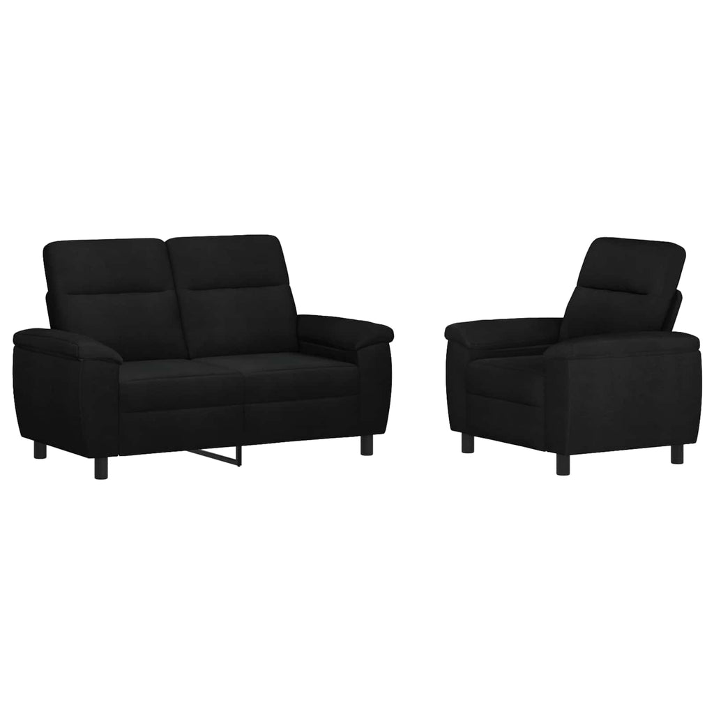 vidaXL Zestaw Sof 2 pcs Czarny tkanina