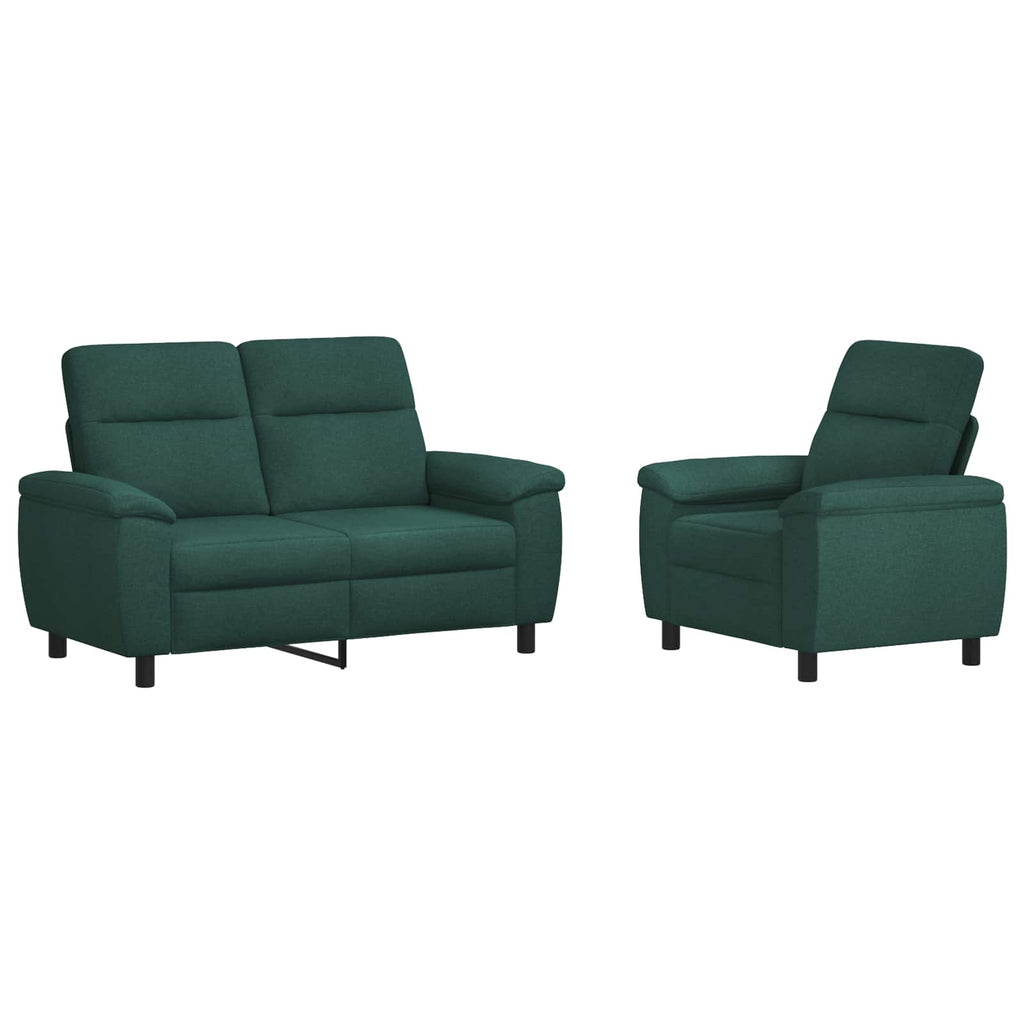 vidaXL Zestaw Sof 2 pcs Ciemnozielony tkanina