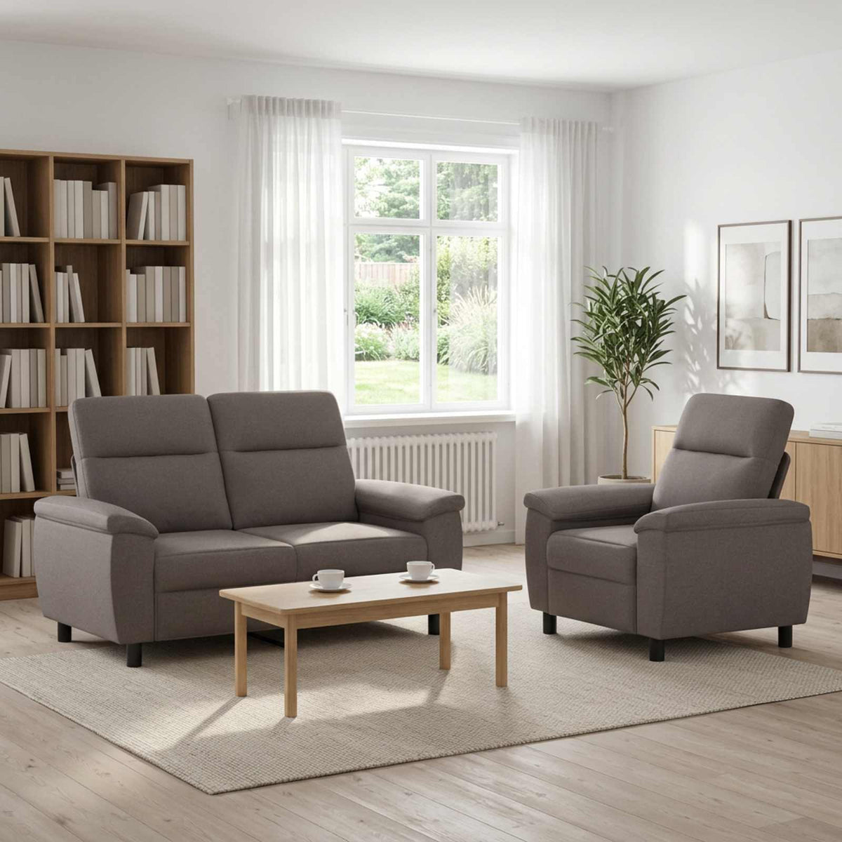 vidaXL Zestaw Sof 2 pcs Ciemnoszary tkanina