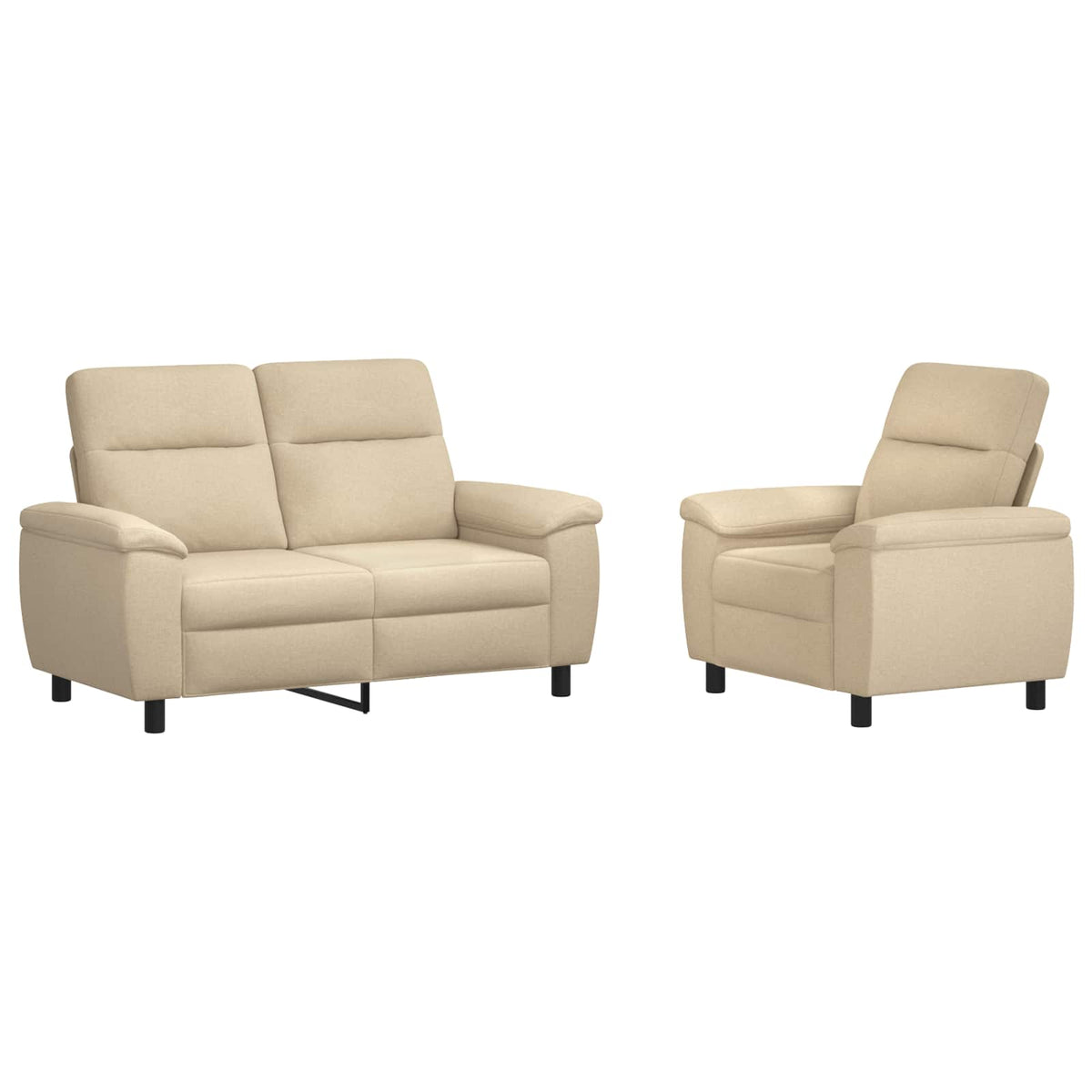 vidaXL Zestaw Sof 2 pcs kremowy tkanina