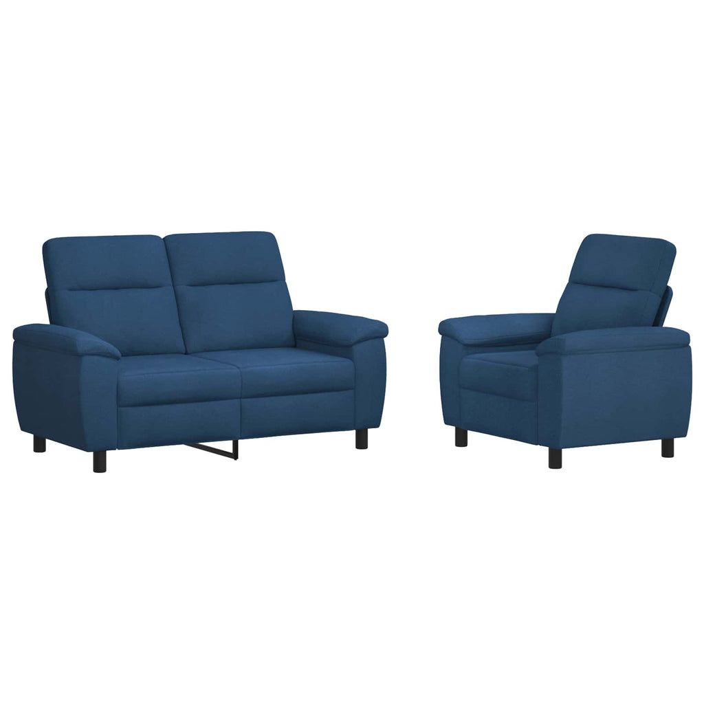 vidaXL Zestaw Sof 2 pcs niebieski tkanina