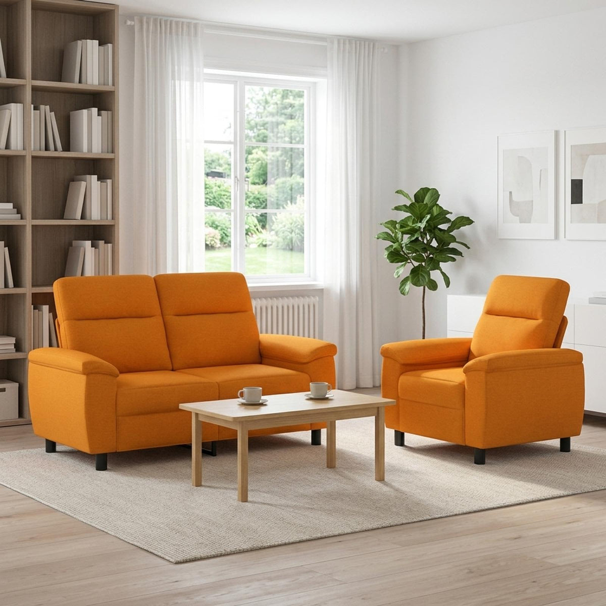 vidaXL Zestaw Sof 2 pcs Ciemny Żółty tkanina