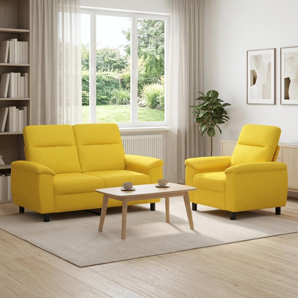 vidaXL Zestaw Sof 2 pcs Jasnożółty tkanina