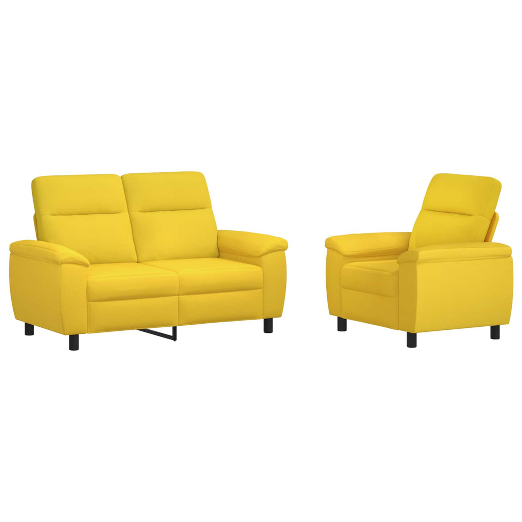 vidaXL Zestaw Sof 2 pcs Jasnożółty tkanina