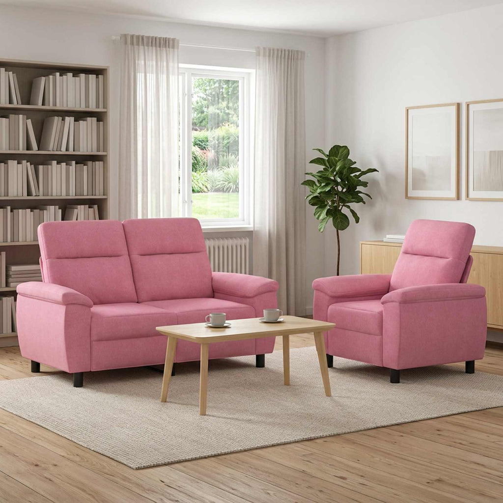 vidaXL Zestaw Sof 2 pcs różowy tkanina