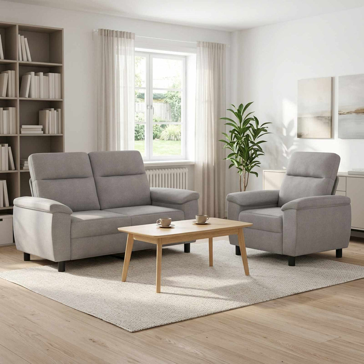 vidaXL Zestaw Sof 2 pcs Szary chmur tkanina