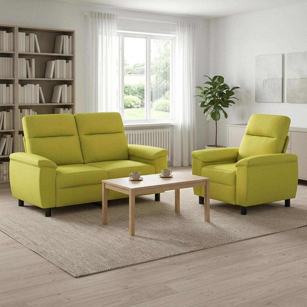 vidaXL Zestaw Sof 2 pcs Jasnozielony tkanina