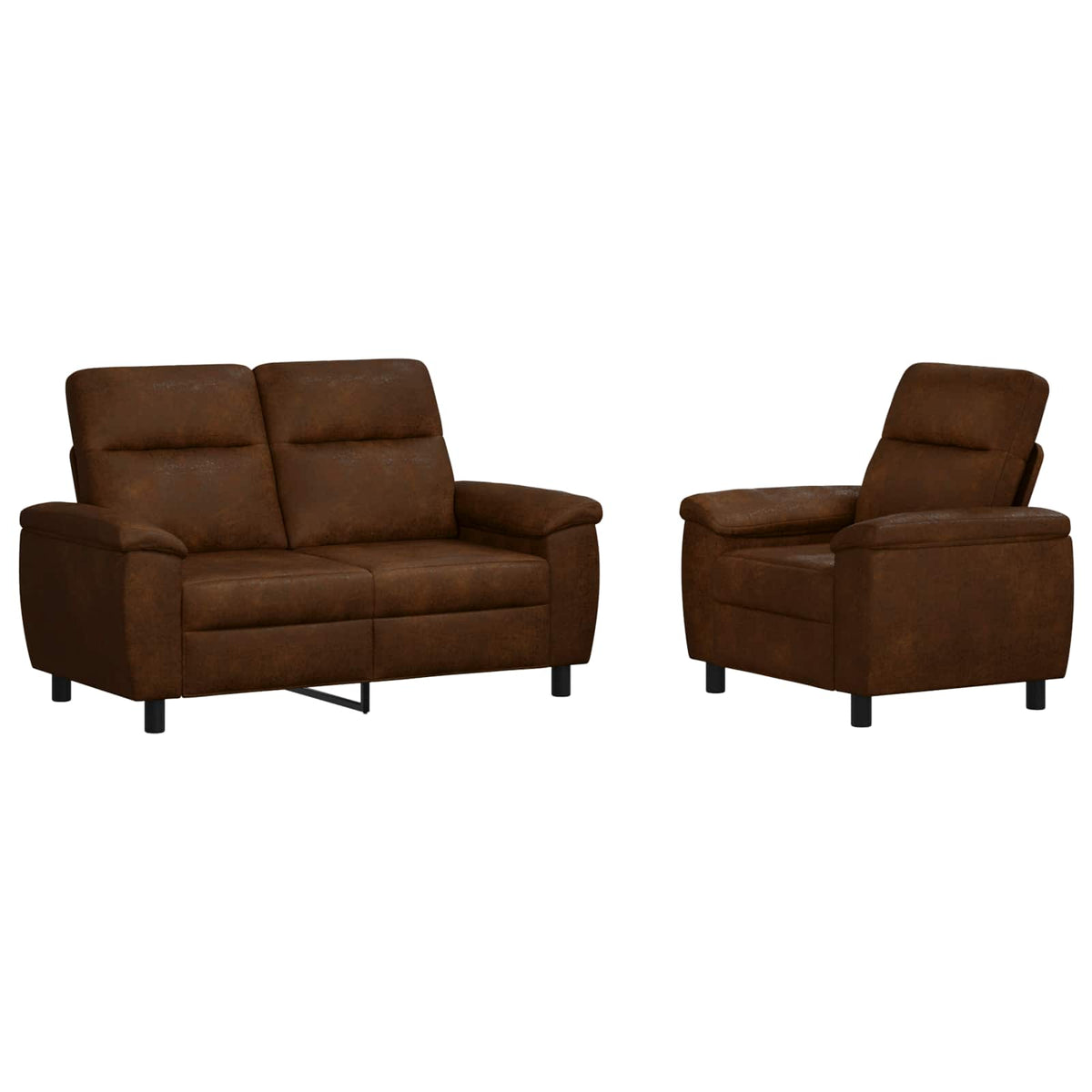 vidaXL Zestaw Sof 2 pcs brązowy Skóra zamszowa