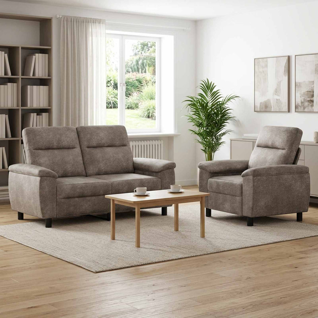 vidaXL Zestaw Sof 2 pcs jasnoszary Skóra zamszowa