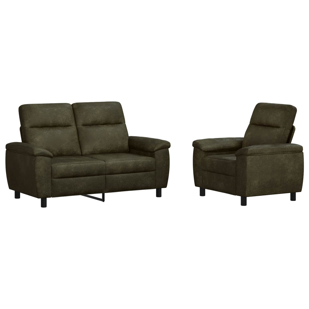 vidaXL Zestaw Sof 2 pcs Zielony wojskowy Skóra zamszowa