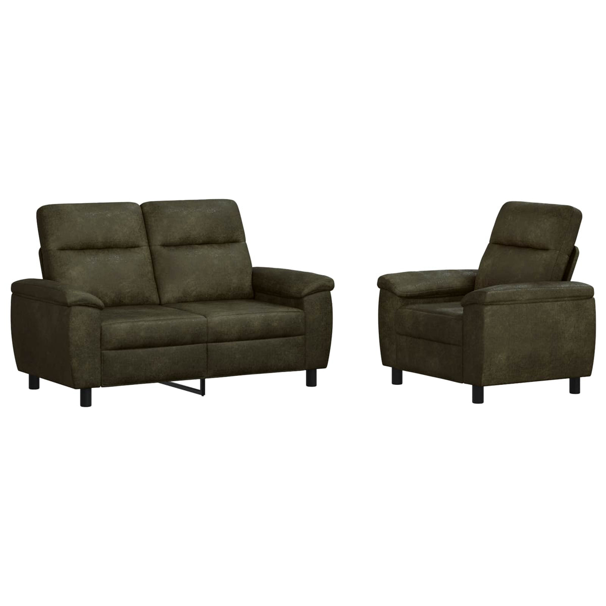 vidaXL Zestaw Sof 2 pcs Zielony wojskowy Skóra zamszowa