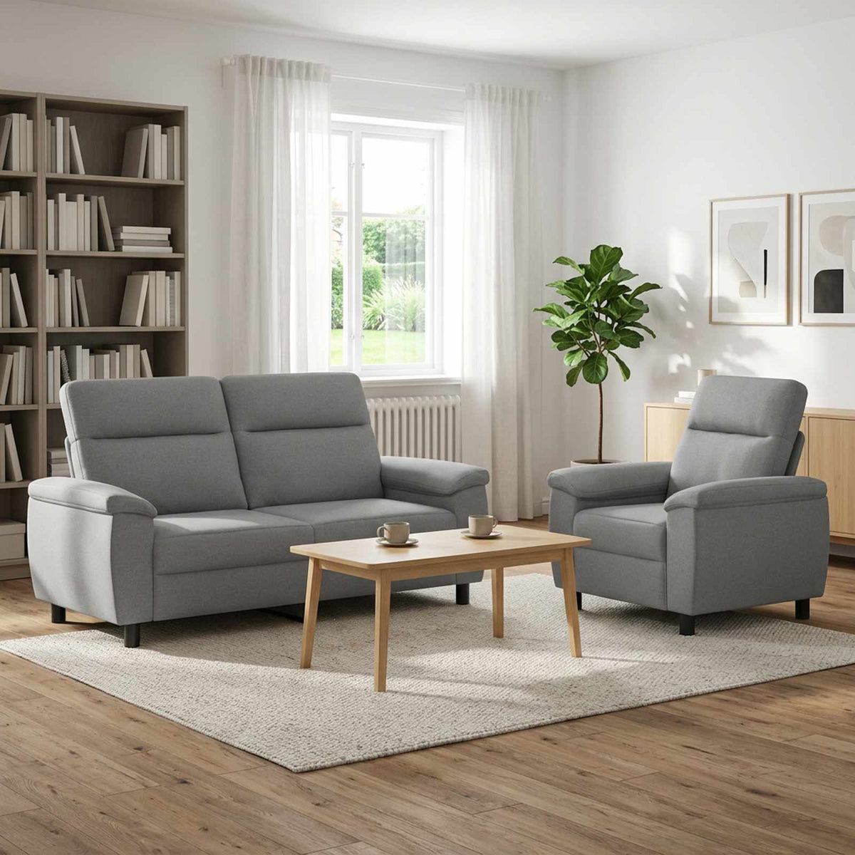 vidaXL Zestaw Sof 2 pcs jasnoszary tkanina
