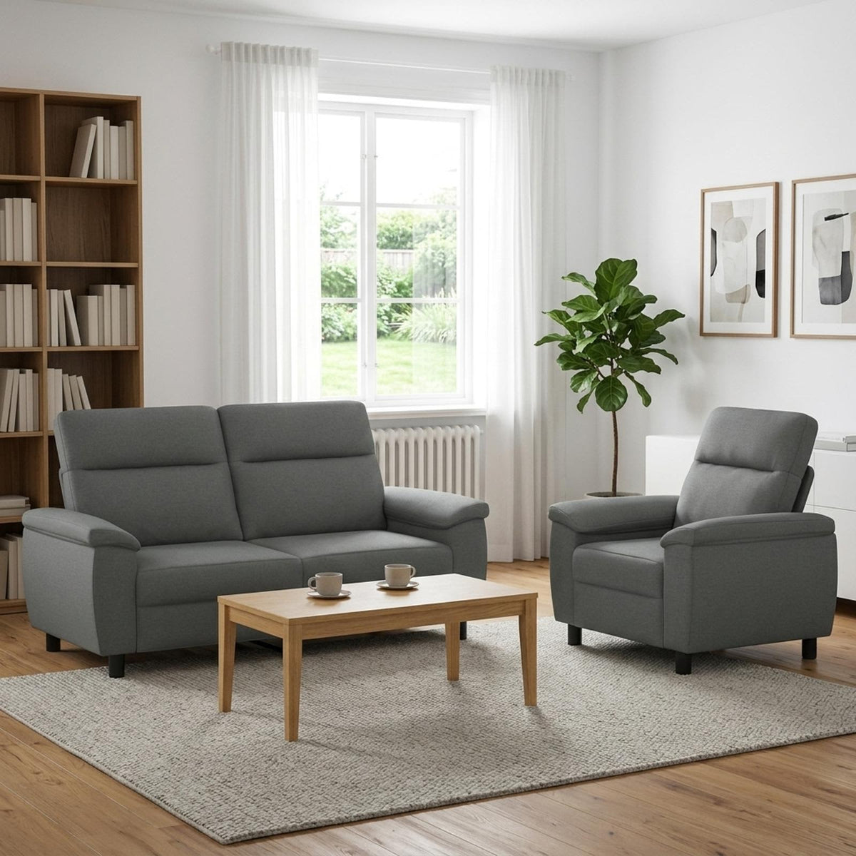 vidaXL Zestaw Sof 2 pcs ciemnoszary tkanina