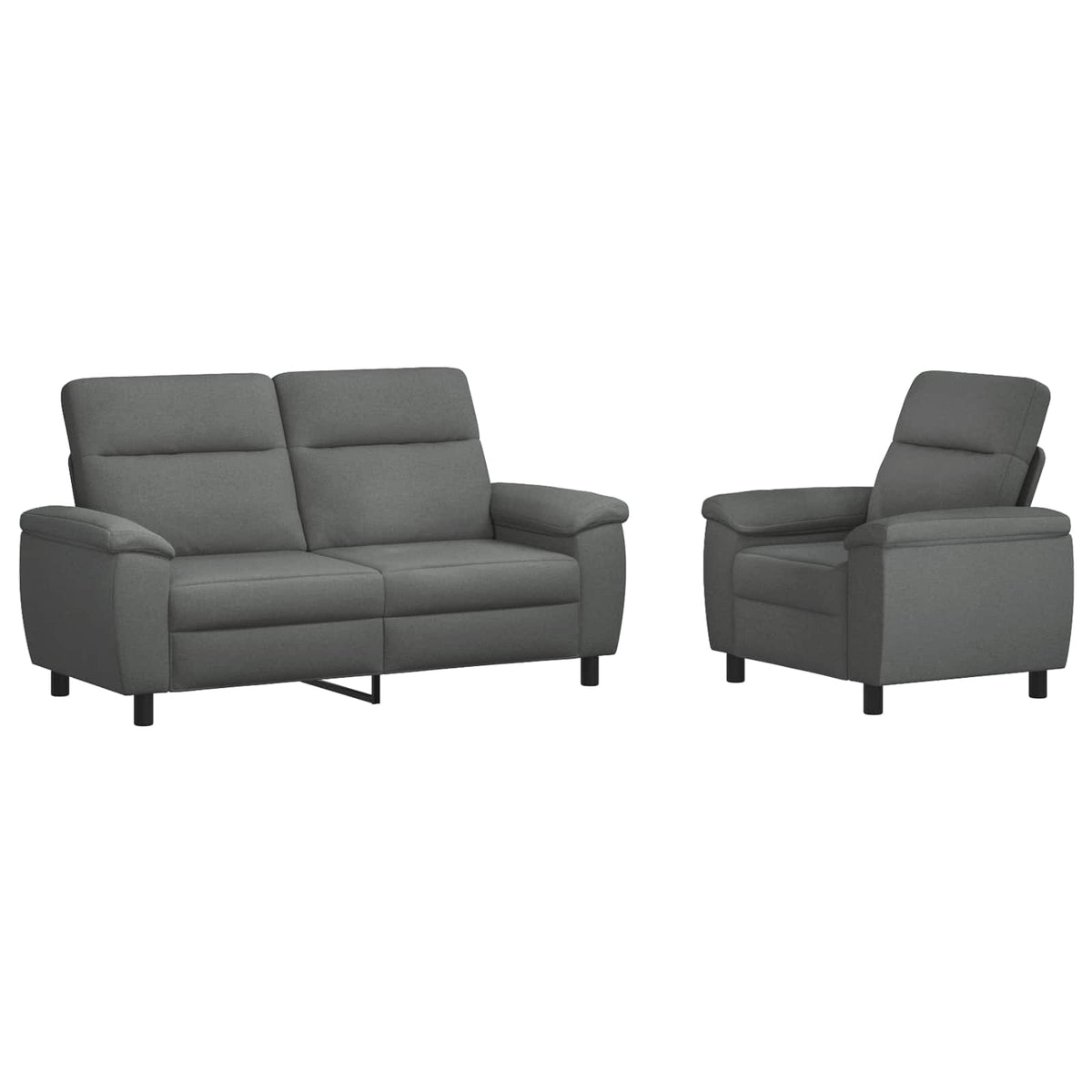vidaXL Zestaw Sof 2 pcs ciemnoszary tkanina