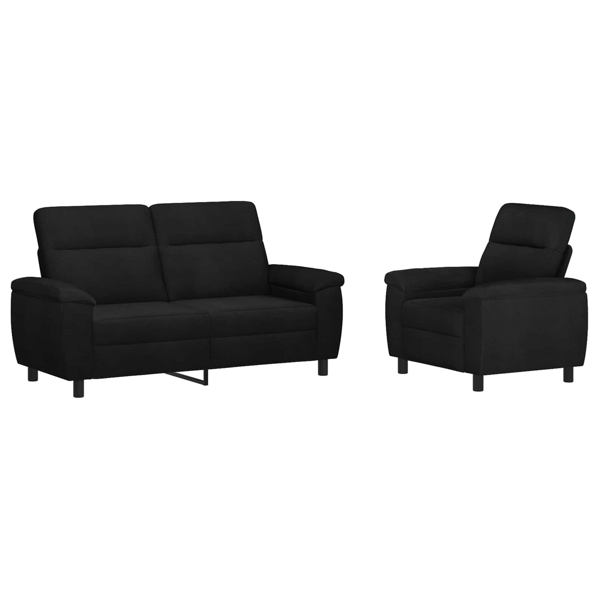 vidaXL Zestaw Sof 2 pcs Czarny tkanina