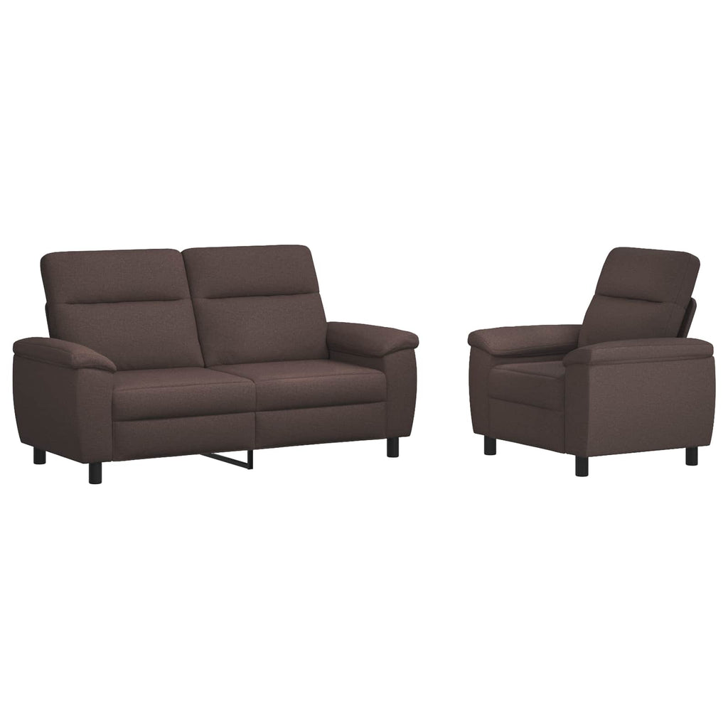 vidaXL Zestaw Sof 2 pcs Ciemny brąz tkanina