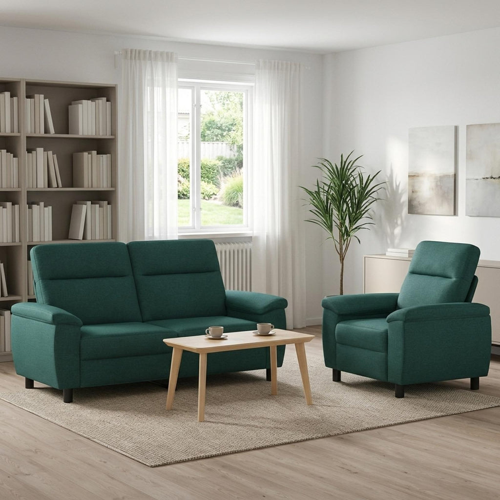 vidaXL Zestaw Sof 2 pcs Ciemnozielony tkanina