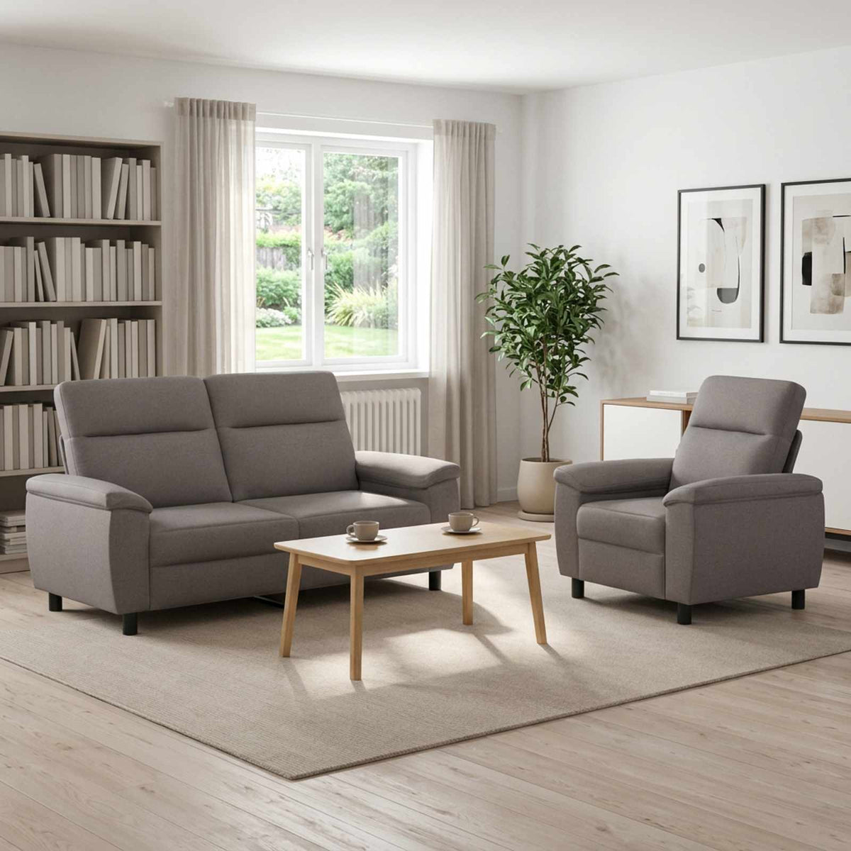 vidaXL Zestaw Sof 2 pcs Ciemnoszary tkanina