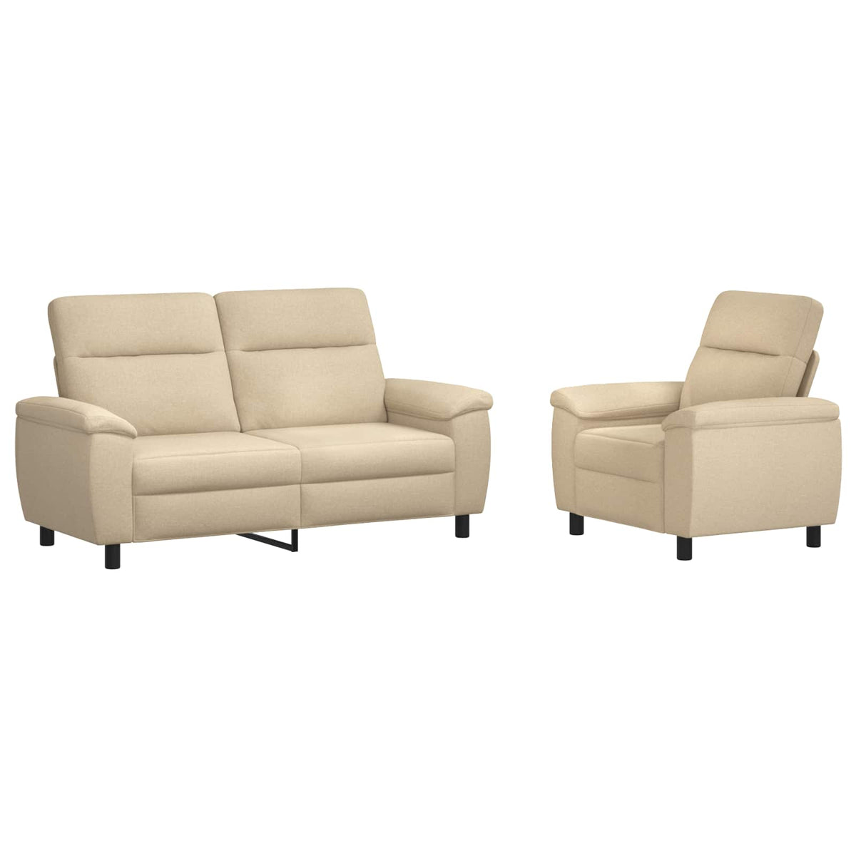 vidaXL Zestaw Sof 2 pcs kremowy tkanina