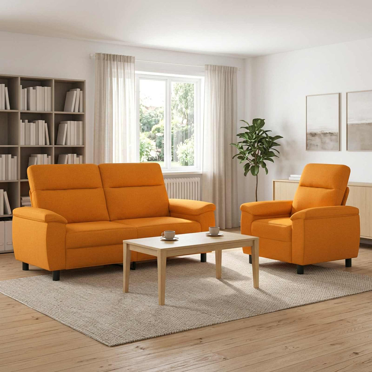 vidaXL Zestaw Sof 2 pcs Ciemny Żółty tkanina