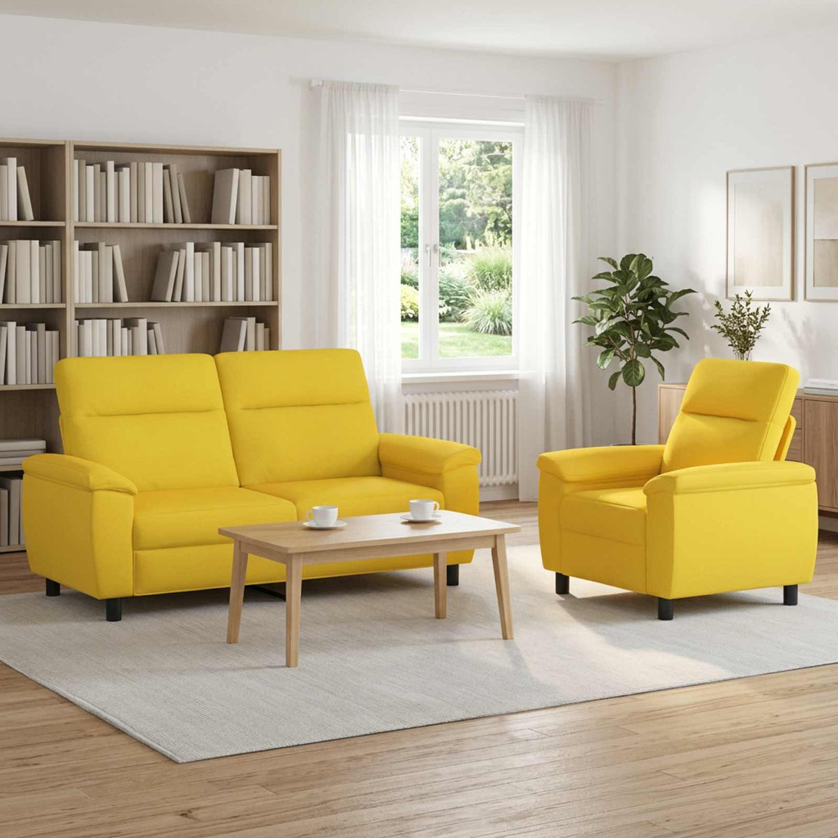 vidaXL Zestaw Sof 2 pcs Jasnożółty tkanina