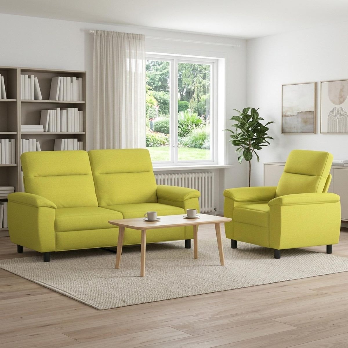 vidaXL Zestaw Sof 2 pcs Jasnozielony tkanina