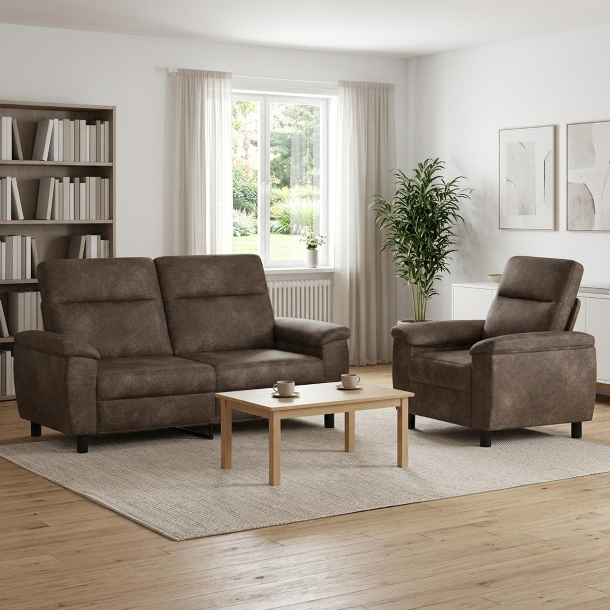 vidaXL Zestaw Sof 2 pcs ciemnoszary Skóra zamszowa
