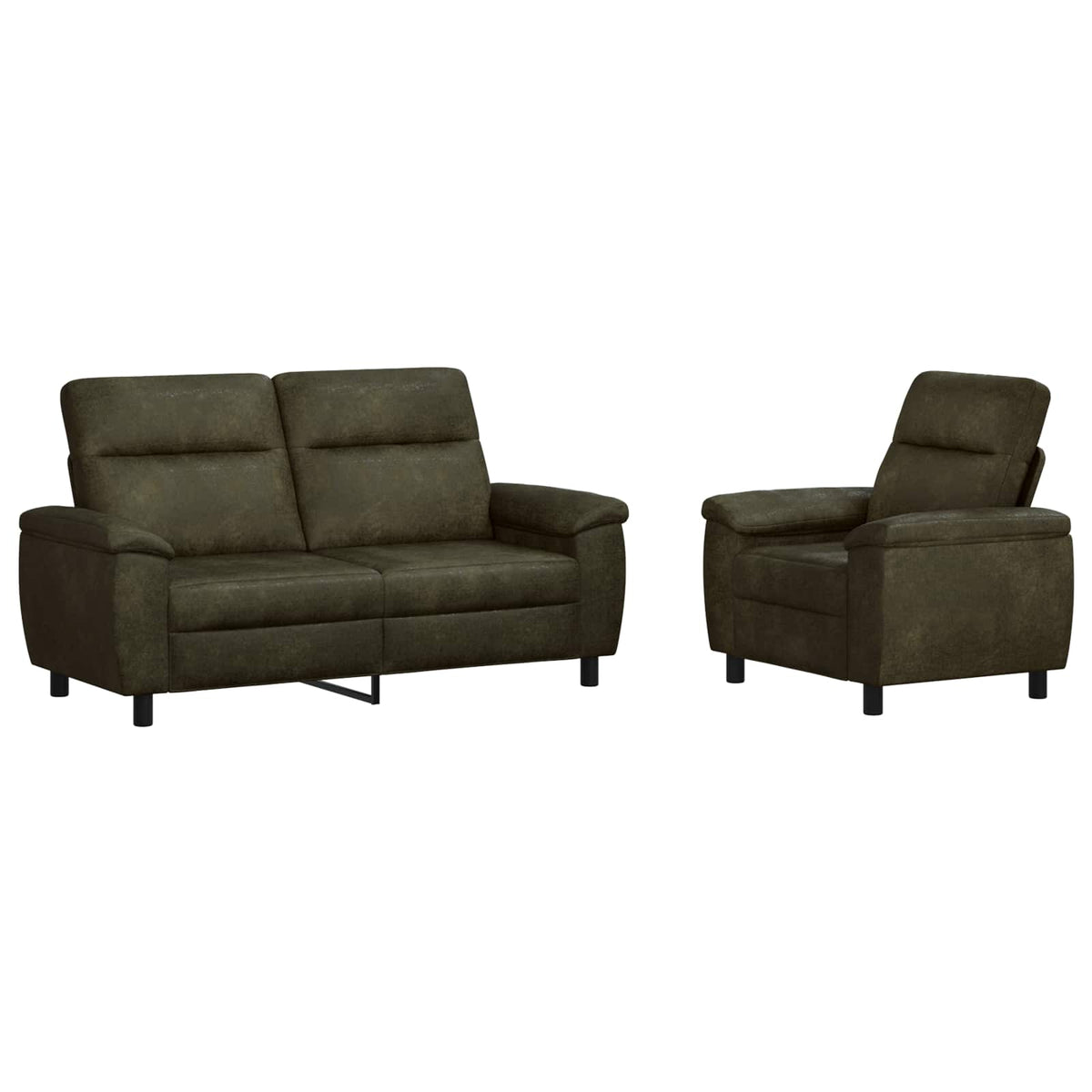 vidaXL Zestaw Sof 2 pcs Zielony wojskowy Skóra zamszowa