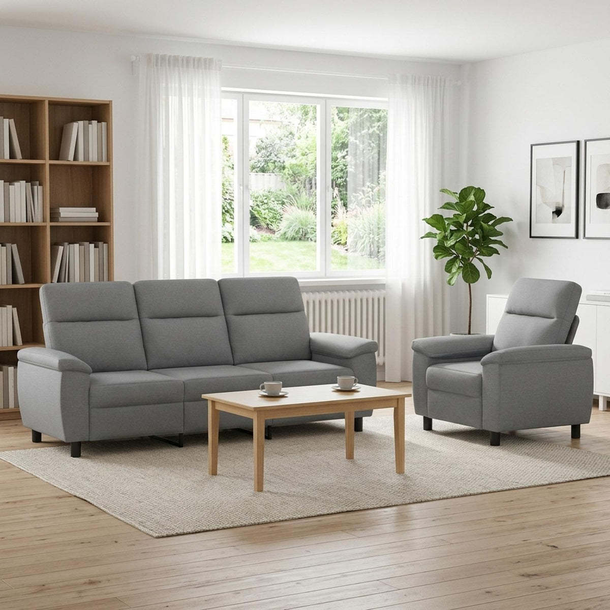 vidaXL Zestaw Sof 2 pcs jasnoszary tkanina