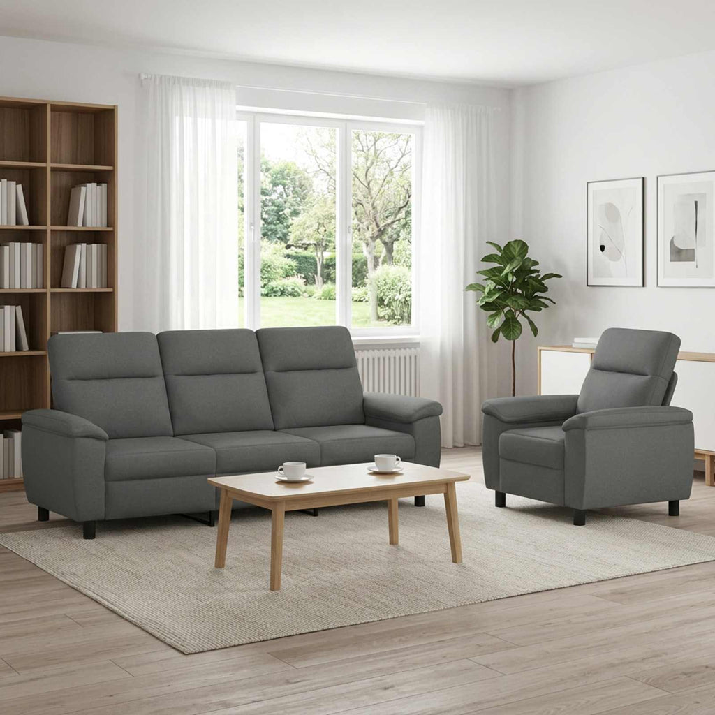 vidaXL Zestaw Sof 2 pcs ciemnoszary tkanina