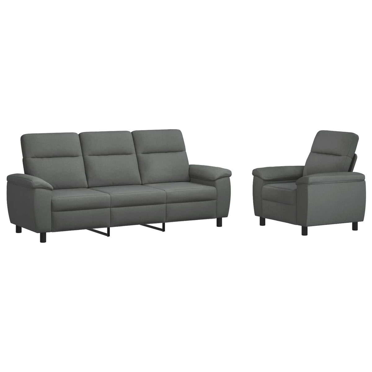 vidaXL Zestaw Sof 2 pcs ciemnoszary tkanina