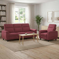 vidaXL Zestaw Sof 2 pcs Czerwone wino tkanina