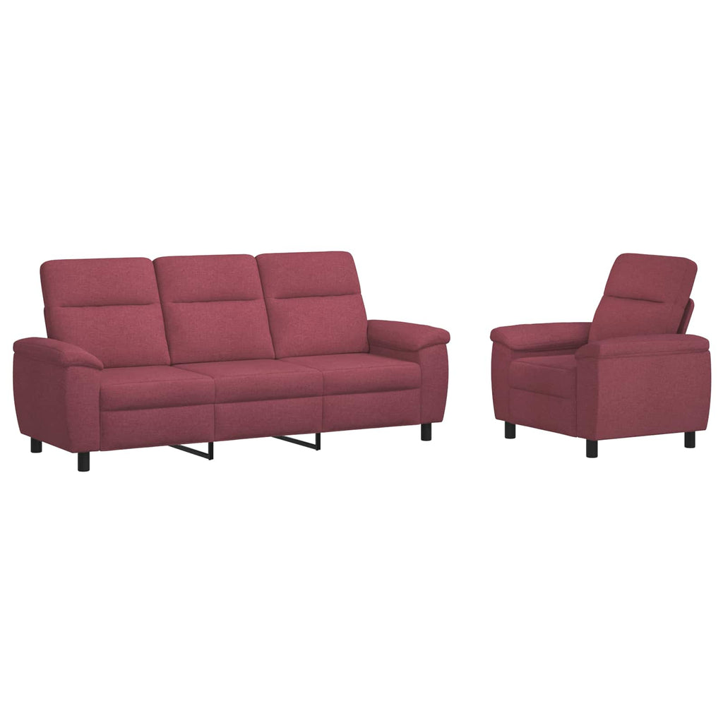vidaXL Zestaw Sof 2 pcs Czerwone wino tkanina