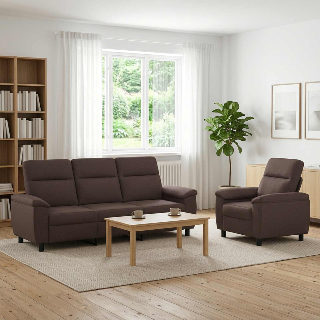 vidaXL Zestaw Sof 2 pcs Ciemny brąz tkanina