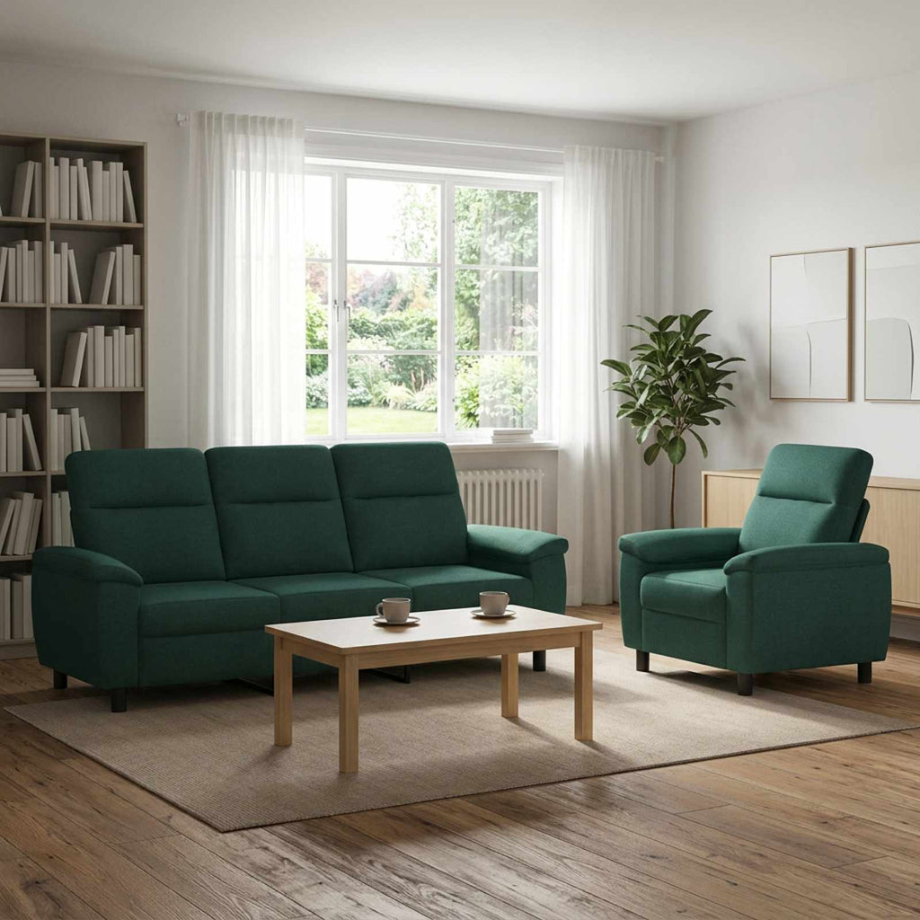 vidaXL Zestaw Sof 2 pcs Ciemnozielony tkanina